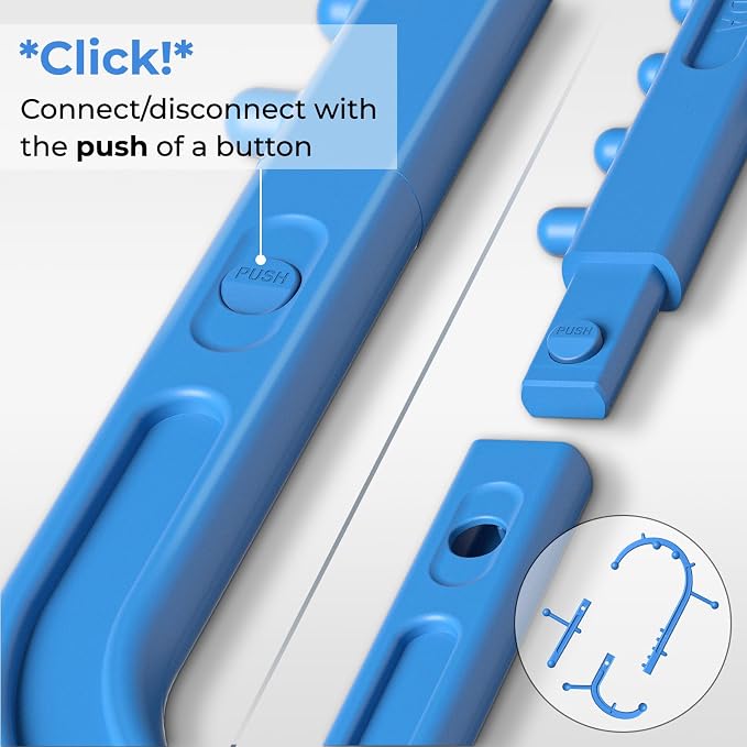 Detachable Trigger Point Massage Cane, Button-Release Design Massage Hook for Back, Neck & Shoulder Pain Relief, Pressure Point Massage Tool for Muscle Recovery (Large, Blue)