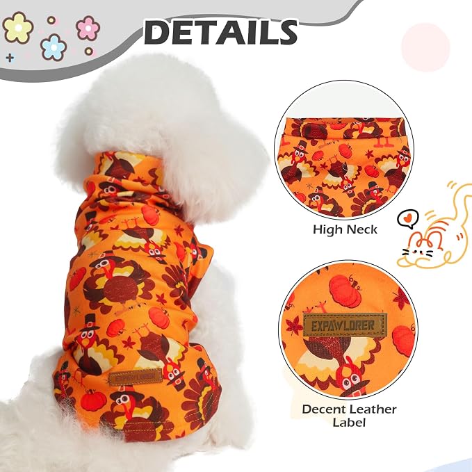 Thanksgiving Cat Sweater Warm Fleece Pet Clothes for Cats Only | Soft Cat Vest Puppy Hoodie Coat, Fall Cold Winter Sweatshirt Pullover Clothing also for Small Dogs, Turkey L