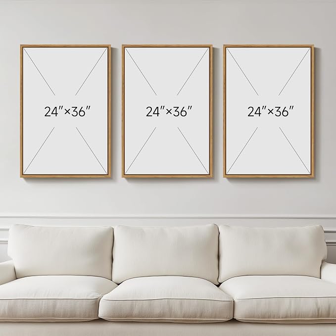 Large Framed Neutral Abstract Wall Art for Living Room, 3 Piece Modern Canvas Prints Paintings Artwork for Walls, Minimalist Beige Taupe White Abstract Pictures for Hallway Office Wall Decor 24x36 In