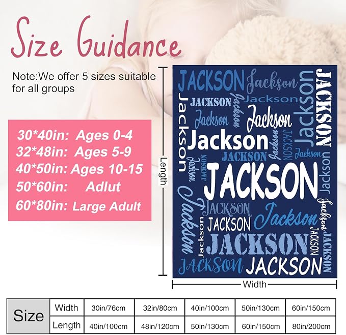 Yofair Ships Next Day, Personalized Blankets for Kids Custom Name Blanket for Boy Flannel Throw Blanket Customized Son Gifts for Teen Boys