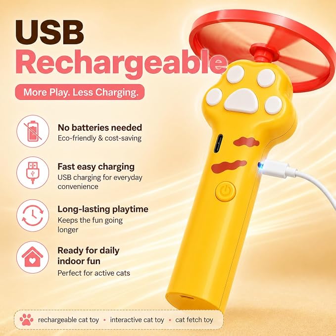 Cat Toy Launcher for Kitten Toys, Cat Toys Interactive, Automatic Cat Toy | Interactive Cat Toys for Indoor Cats, Cat Fetch Toy Launcher with 10 Discs, Cat Toys for Bored Indoor Adult Cats,Best Cat Toy