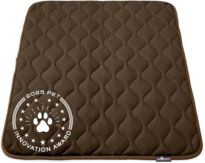 Paw Inspired Washable Padded Crate Mats for Dogs, Dark Brown, 41x28 Inch | Fits 42-inch Kennels, Leakproof, Waterproof Bottom, Plush Dog Pad, Pet Bed