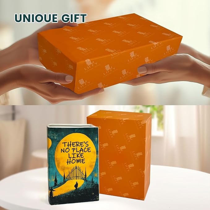 LIFFY Book Vase for Flowers, Ceramic Flower Vase Bookshelf Decor, Unique Book Shape Decration Vase Bookend Gift for Book Lovers(Teal Blue, Wizard of Oz)