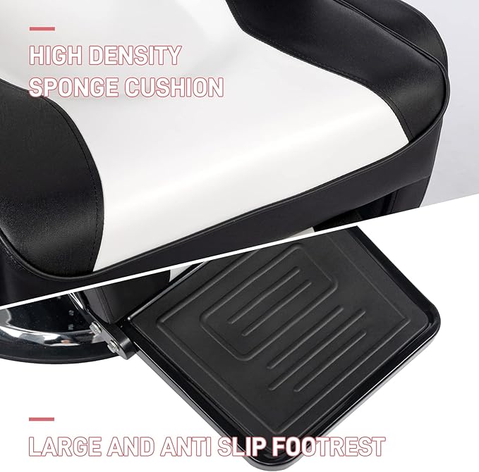 OmySalon Classic Barber Chair Reclining Hair Salon Stylist Chair All Purpose, Heavy Duty Hydraulic Pump, Adjustable Headrest, Tattoo Barbershop Beauty Spa Equipment
