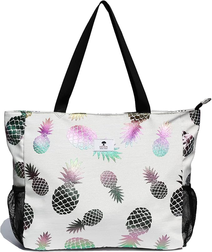 ESVAN LARGE BEACH BAG Water Resistant Lightweight 20 inch Women Oversize Tote Bag for Gym Beach Travel Pool Yoga Nurse