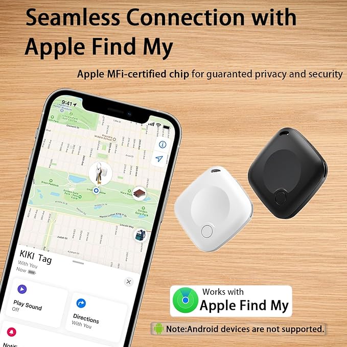 Bluetooth Tracker Tags 2 Pack [MFi Certified] for Apple Find My (iOS Only) | Smart Item Finders Air Global Tracking Tags Replaceable Battery Key Track for Bags Kids Luggage Dogs Backpack Pets Waterproof