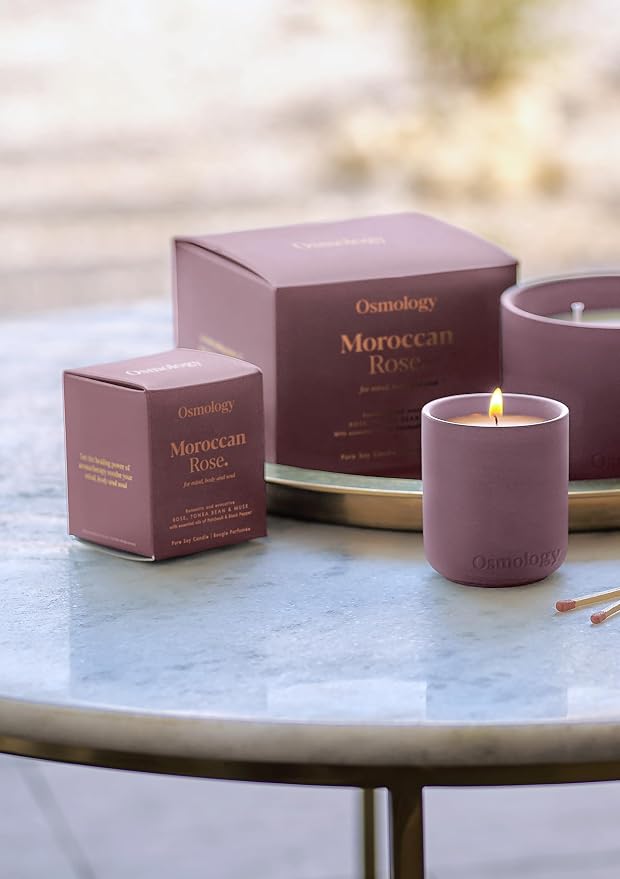 Moroccan Rose Aromatherapy Candle – Rose, Tonka Bean & Musk Scented Candle, Plant-Based Wax, Mini 4.5 oz, 15 Hour Burn Time, Floral & Musky Candle