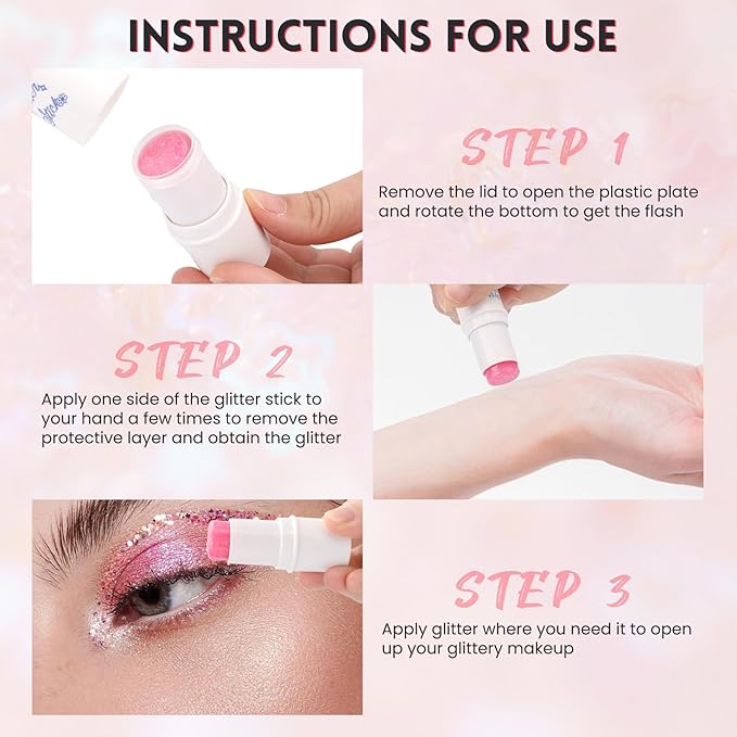 Gold Body & Face Glitter Makeup Stick, Multiuse Waterproof Glitter Gel for Face Body Hair Eye Lip, Holographic Sequins Paint Stick, Mermaid Accessories Makeup