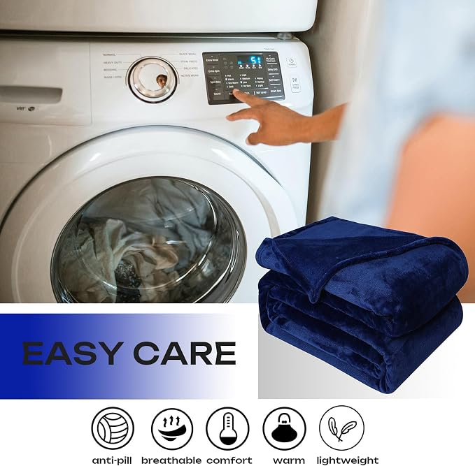 Fleece Plush Throw Blanket Navy Blue 108"x90""for Couch Fuzzy Cozy Flannel | Super Soft Lightweight Microfiber Blanket for Sofa Bed bedroom Home Decor All Season,Birthday Gifts for Women Mom Adult
