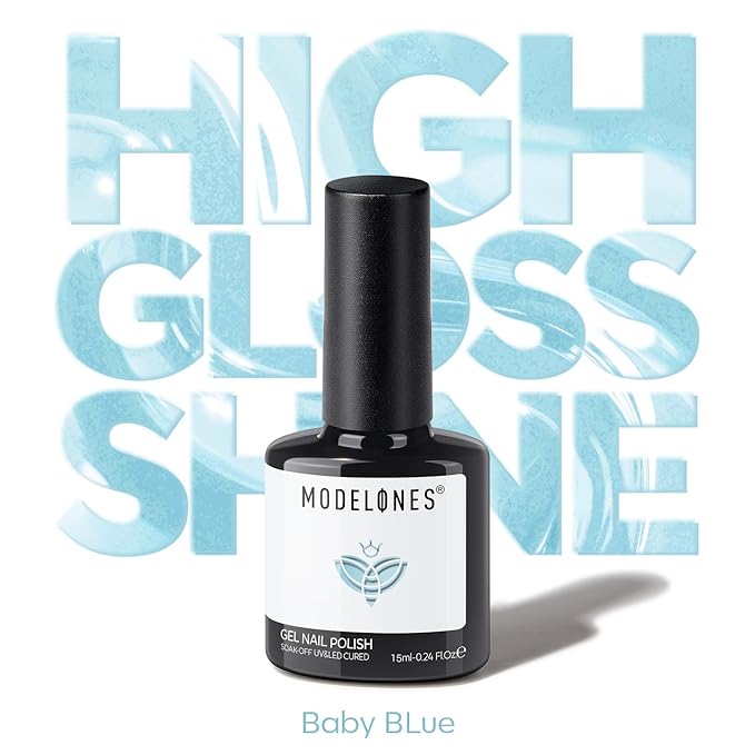 modelones Baby Blue Gel Nail Polish Ligh Sky Blue Pastel Nail Poish Soak Off Pastel U V DIY Gel Nail Manicure 15 ML