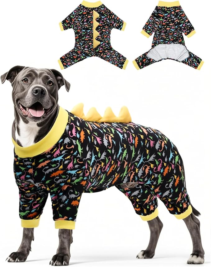 CuteBone Dinosaur Costume Dog Pajamas, Stretchy Spandex Crystal Velvet Sleepwear Coat for Small Dogs, Soft & Warm Pet Outfit Clothes for Cold Weather, Cozy Pullover Design COSP01XXL