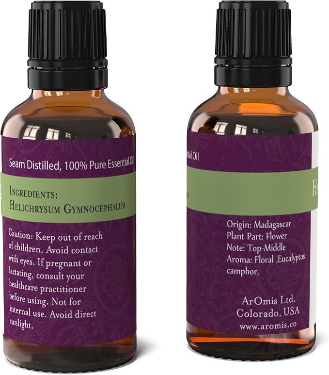 ArOmis Organic Helichrysum Gymnocephalum Essential Oil - Helichrysum G. - Unique Curcumene and Eugenol-Rich Aroma - 100% Pure & Undiluted - 30ml (1 fl oz)