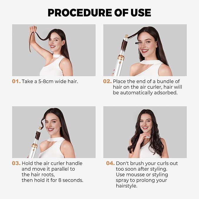 5 in ONE Hair Dryer Brush, Blow Dryer Curling Wand Hair Styling Tools Set, Ionic Hot Air Massage Oval Blowout, Left&Right Styler 100-120V