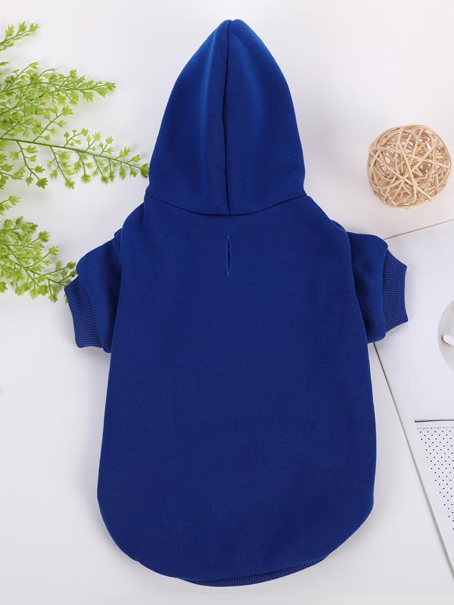 Basic Dog Hoodie Sweatshirt Puppy Sweater Warm Cat Costumes Pet Clothes for Chihuahua Puppy Kitten Small Medium Dogs Royal Blue X-Small