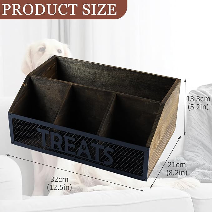 Geyecete dog treat jar dog treat container for countertop Dog Treat Container Wooden grid snack storage box trapezoid cat treat jar Desktop treat bar