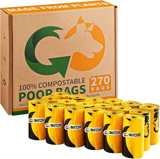 Certified Home Compostable Dog Poop Bags, 270 Extra Thick Bags (18 Rolls) | TÜV AUSTRIA Home Compost, ASTM D6400, EN 13432 & NF T51-800 Certified, Plant Based, Unscented, Leak Proof, Cornstarch