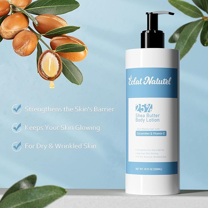 Shea Butter Hand and Body Lotion, with Vitamin E Niacinamide Ceramide Moisturizer for Dry Skin, 25% Shea Butter Brightening Moisturizing Lotion for Hands and Body, 10.15 Fl Oz
