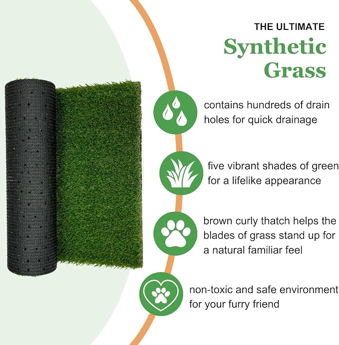 Porch Potty Small Indoor & Outdoor Dog Potty System with Artificial Grass, Quick-Draining Base & Drainage Hose – Reusable Dog Grass Pad for Apartments, Balconies, Patios & RVs