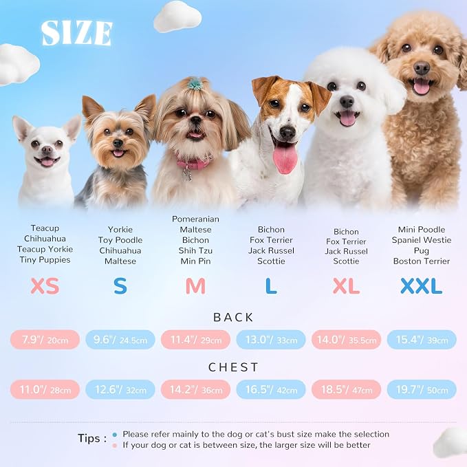 2 Pack Dog Cat Dresses for Small Dogs Girl Cute Heart & Floral Print Ruffle Sleeve Hem Breathable Stretchy Pet Puppy Cat Summer Clothes Outfits for Chihuahua Yorkie Teacup Extra Small Tiny Dogs