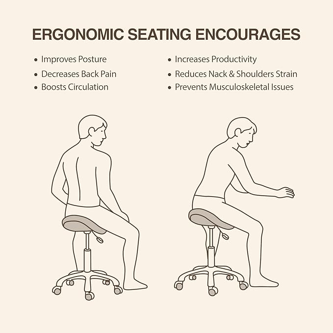 Ergonomic Saddle Stool Adjustable Pneumatic Swivel Rolling Saddle Seat Stool with Wheels for Medical Hygienic SPA Massage Salon Home and Office 506 Haku (English Violet)