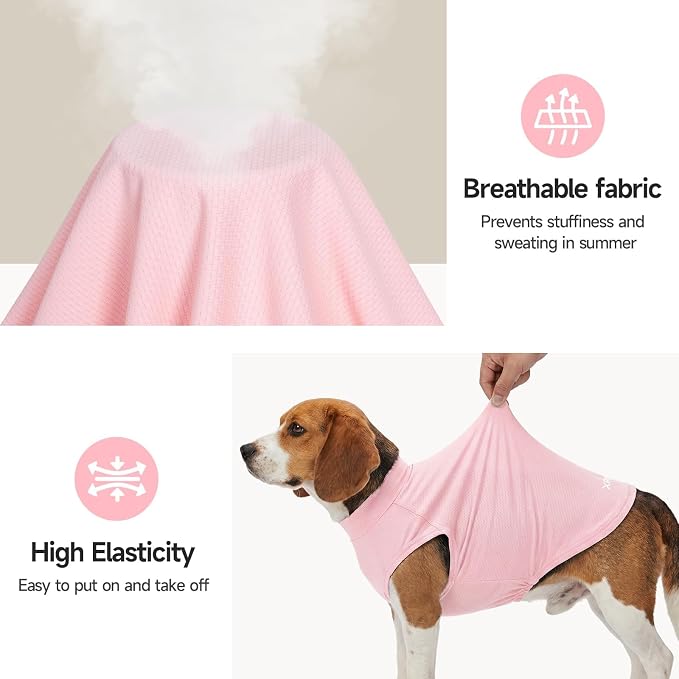 XPUDAC 2 Pack Sun Protection Dog Shirts, Quick Dry Breathable Dog T-Shirt Stretchy Lightweight Sleeveless Pet Summer Clothes for Small Dogs Sensitive Skin Soft Pet Tank Top Vest Girl, Large