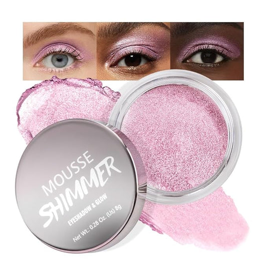 Pink Pearl Sheen Cream Shimmer Eyeshadow – Pink Glitter Eye Shadow Pot, Brightening High Pigment Shade, Waterproof Long-Lasting Crease-Proof Single Eyeshadow for Natural & Highlight Eye Makeup 3