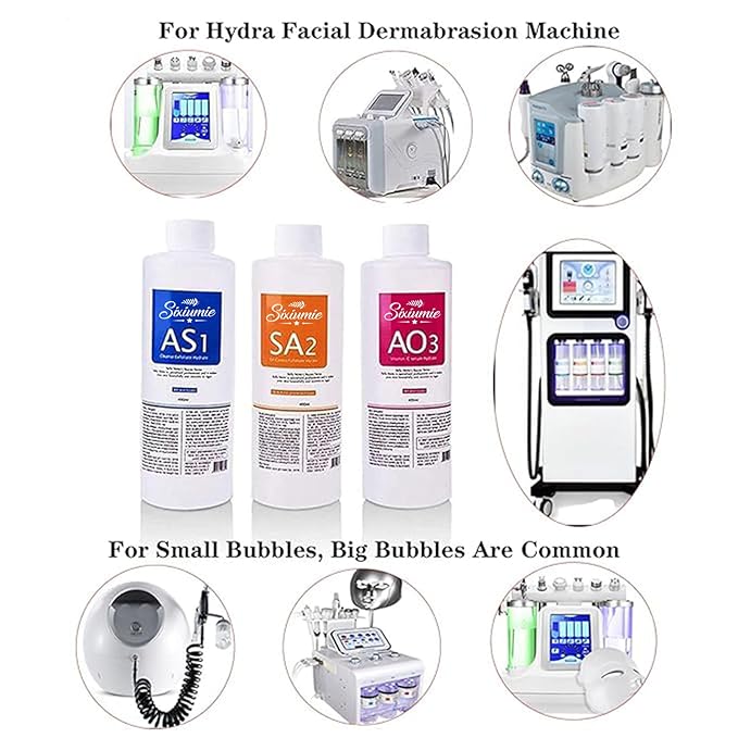 AS1 SA2 AO3 Aqua Peeling Solution Combination with Salon Special Solutions Skin Care Aqua Peeling Serum Machine 400ml (Set of 3 Bottles)