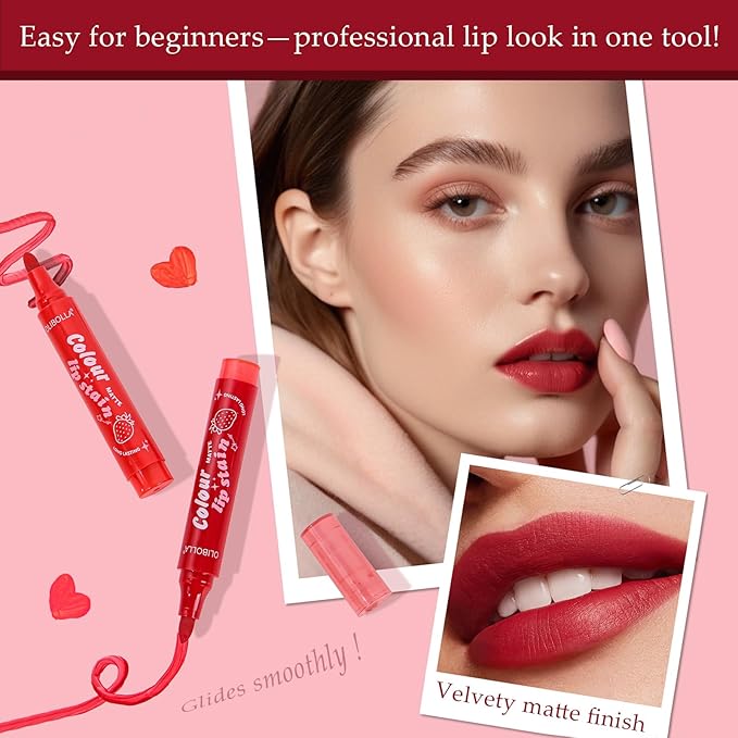 Matte Lip Stain Pen - Transfer Proof & Waterproof Lip Liner, Velvety Smooth, Highly Pigmented Full Coverage, All Day Wear (0.12 fl.oz)