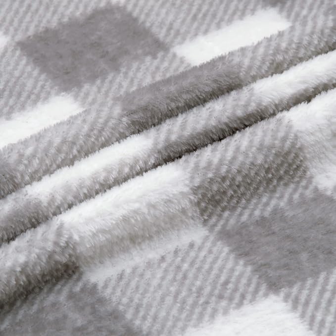 BEDELITE Plaid Fleece Twin Blanket, Grey & White Buffalo 60x80 Inches | 100% Polyester Microfibe, Soft Cozy, Lightweight Warm, Classic Buffalo Plaid, Room Decor, Machine Washable, for Couch Bed