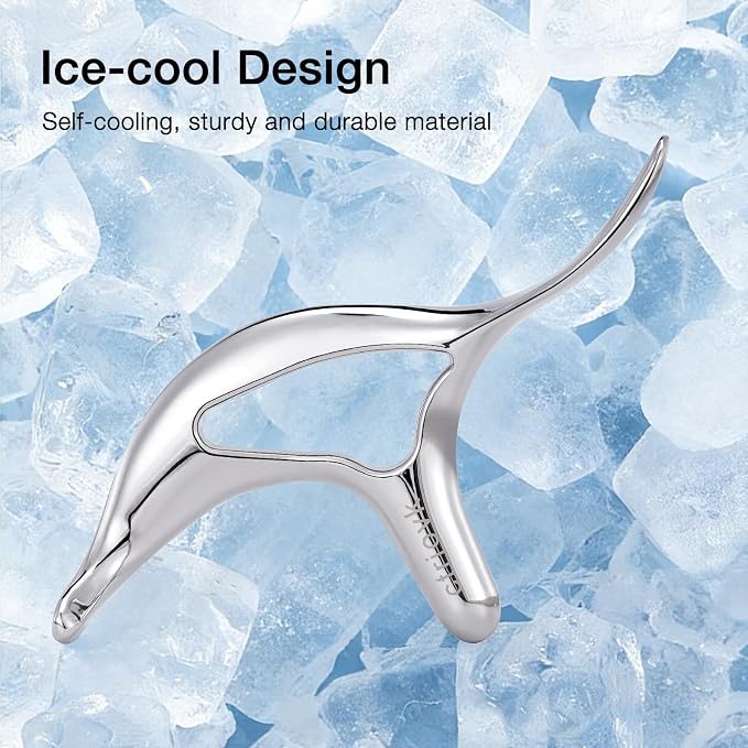all in1 Stainless Steel Gua Sha Trigger Point Massage Tool Acupressure Deep Tissue Massager Muscle Tension Relax TMJ Headache Body Pain Relief Gua Sha Facial Tool Jawline Sculpt Muscle Scraper