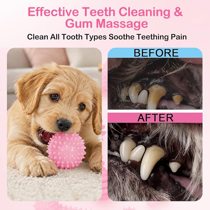 Puppy Toys, 6 Pack Dog Chew Toys for Puppy, Cute Pink Small Dog Toys, Puppy Teething Toys for Puppies, Soft Durable Interactive Chew Toy for Small Dogs