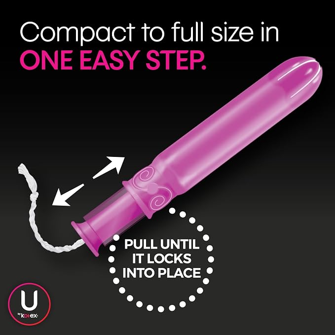 U by Kotex Tampons, Click Compact, Regular Absorbency, Unscented, 45 Count (Pack of 2)
