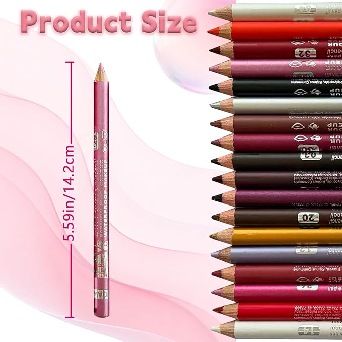 18 Colors Lip Liner Set, Lip Liner Pencil Collection, Smooth Moisturizing Waterproof Lip Liners for Precise Definition Fuller Lips, Smudge Proof Long Lasting, Beginner Friendly