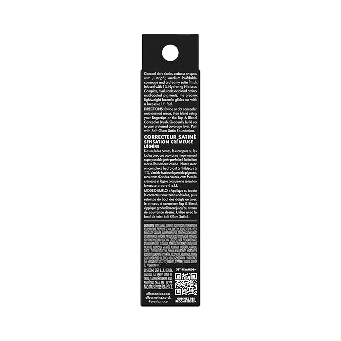 e.l.f. Soft Glam Satin Concealer, Medium Coverage For Blemishes & Under-Eye, Crease-Resistant, Long Lasting, Vegan & Cruelty-Free, 51 Deep Cool