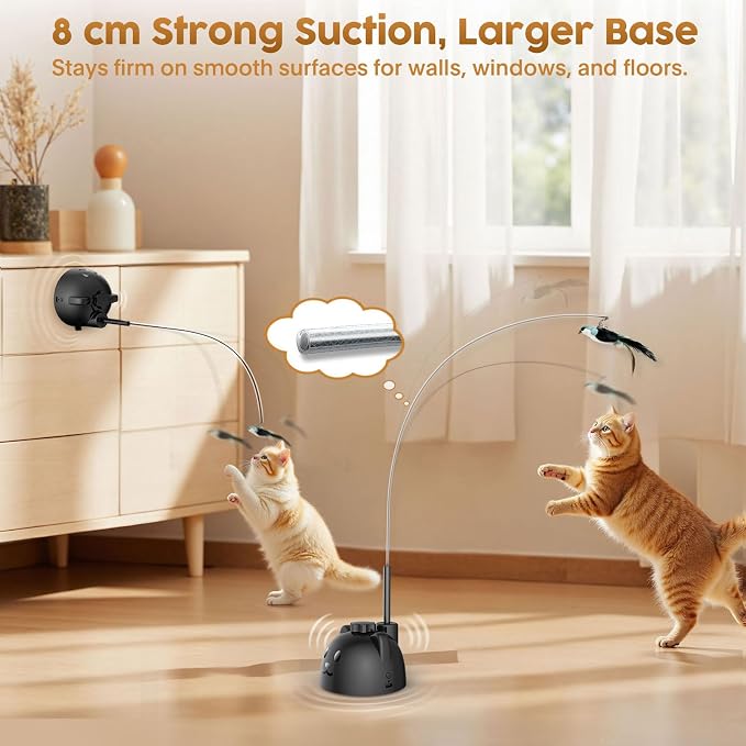 Interactive Cat Toys for Indoor Cats, 360° Automatic Spin Flying Bird Wand