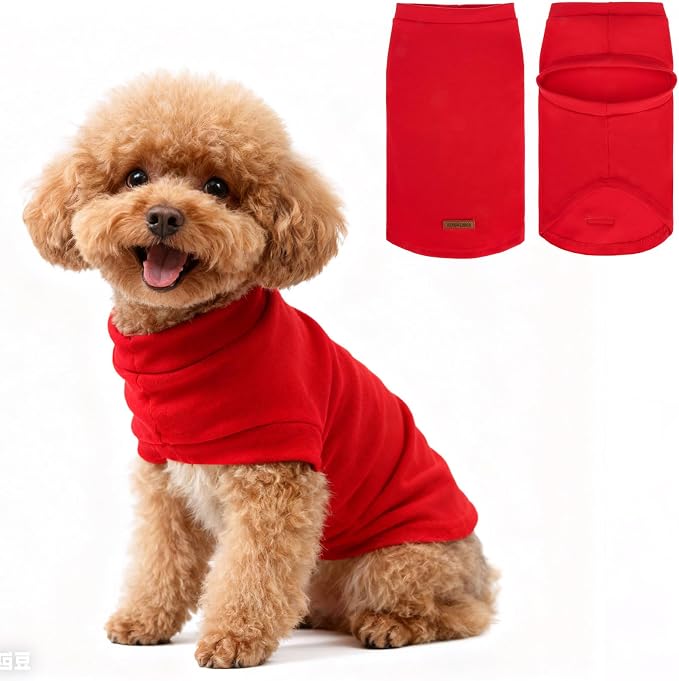 Cat Sweater Warm Fleece Pet Clothes for Cats Only | Soft Cat Vest Puppy Hoodie Coat, Fall Cold Winter Sweatshirt Pullover Clothing also for Small Dogs, Red L