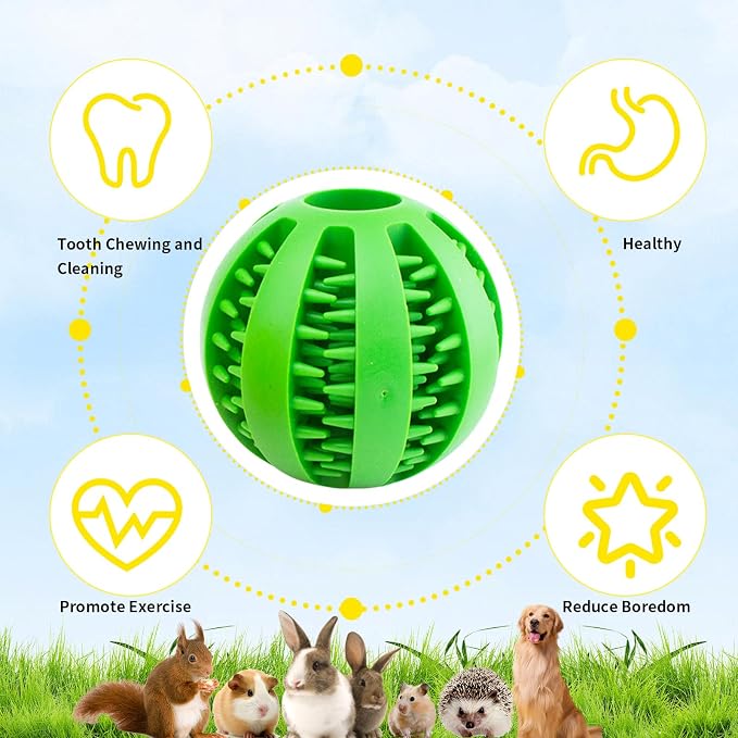 Rabbit Teething Toys Ball Small Animals Play Balls Treat Dispensing Rabbit Balls Puzzle Chew Balls & Rolling Toys for Bunny, Improve Pets Teeth Health for Rabbit, Guinea Pigs 2pack