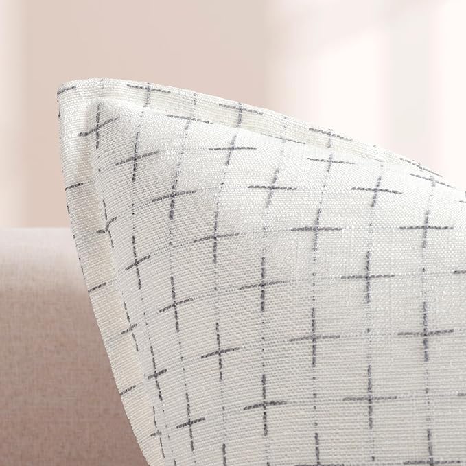 Pillow Covers 18x18 Set of 2 Soft Polyester Textured Pillow Covers with Stylish Flange Edge Cozy Farmhouse Throw Pillows for Couch Bed Sofa Living Room