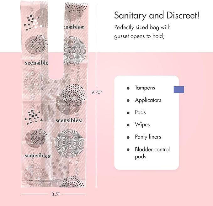 Scensibles Disposal Bags for Menstrual Care Products - (50 x 12) ct Refill Box - for Disposal of Tampons, Pads, Panty Liners, Hygiene Products