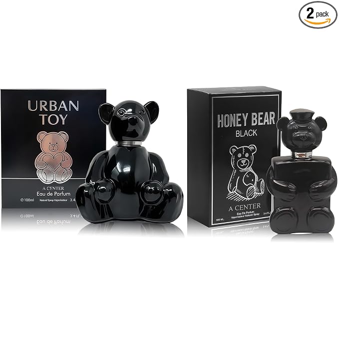 A CENTER Men's Cologne Gift Set Pack of 2 Urban Toy & Honey Black- 3.4 Fl Oz Each | Amber Floral & Vanilla Leather Fragrance | Eau de Toilette Duo for Daily & Special Occasions