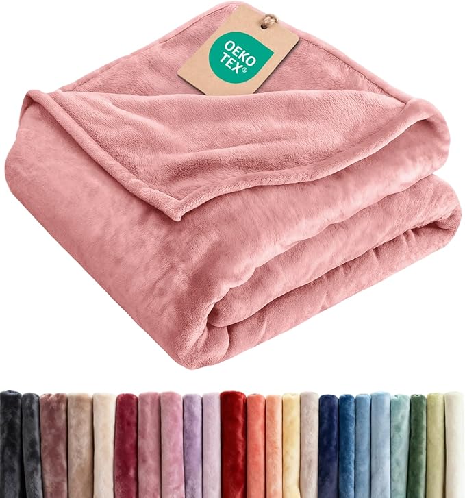 Fleece Blanket Kids Size - Ultra-Soft Flannel Fleece Blanket - Rose Pink | Soft, Warm, Outdoor Picnic Blanket for Camping, Travel, Lightweight, Cozy, Anti-Static, Home Decor Gifts for Men & Women