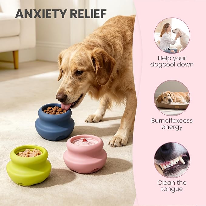 MateeyLife Freeze Dog Enrichment Lick Toy, Stuffable Frozen Lick Treat Bowl