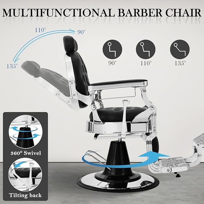 Barber Salon Chairs for Barbershop, Professional Salon Styling Chair for Hair Stylist with Heavy Duty Hydraulic, 360 ° Swivel Spa Beauty Tattoo Massage Equipment
