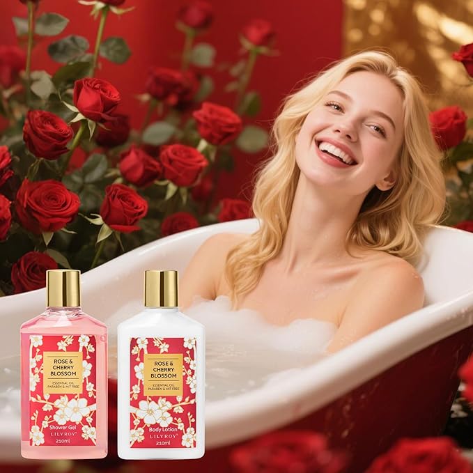 Mothers Day Gifts for Women - 27 Pcs Bath and Body Gifts Basket Set, Rose Spa Gifts Set Skin Care Set for Women, Gift Baskets Set for Mom | Gifts for Birthday, Christmas Gift, Valentines Day Gift