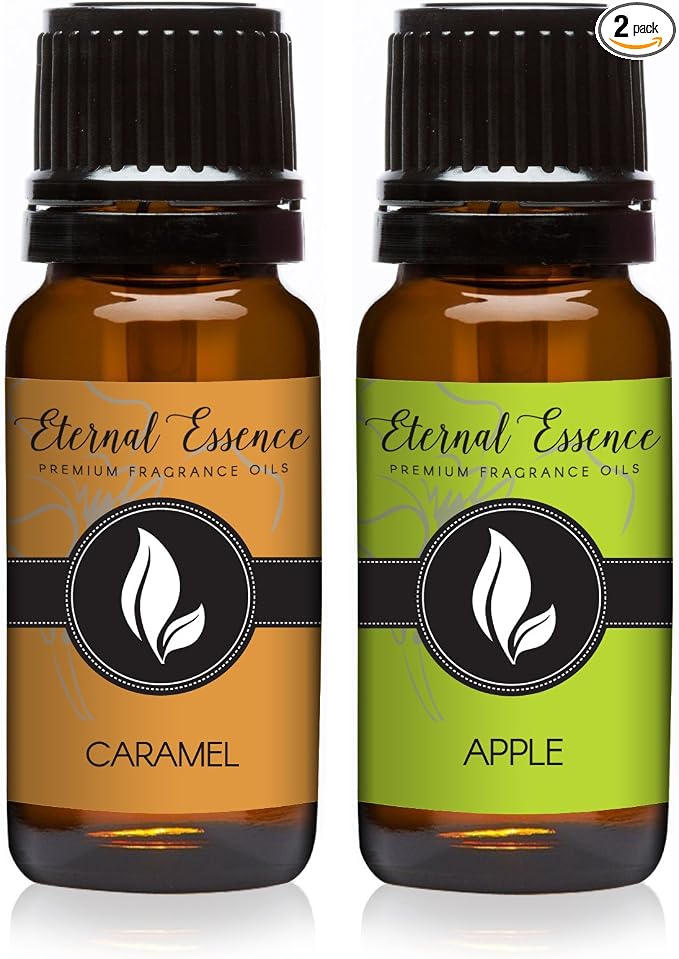 Eternal Essence Oils 2 Pack 10ml Premium Fragrance Oil - Caramel & Apple - for Candle, Soap Making, Aromatherapy, Diffusers, Home Care, & Humidifiers
