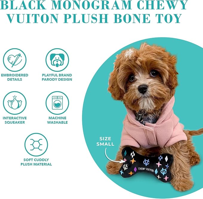 Haute Diggity Dog Chewy Vuiton Bone Plush Dog Toy, Designer Parody Toy