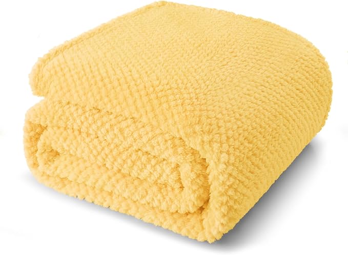Whale Flotilla Soft Fleece Twin Size Bed Blanket, Yellow | 60x80 Inch, Suitable for Bed, Fluffy Fuzzy Jacquard Blankets for All Season, Lightweight and Cozy