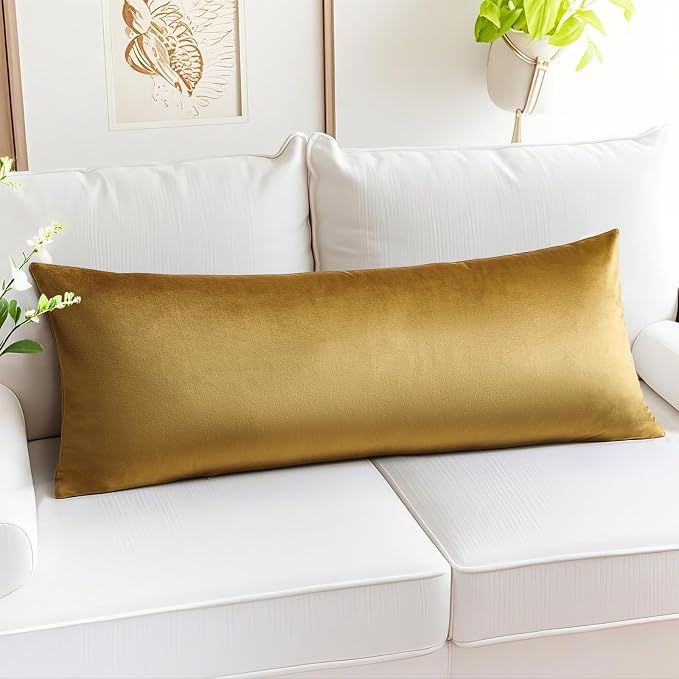 Artscope Luxury Velvet Lumbar Pillow Cover Super Soft Decorative Rectangle Throw Pillow Covers Case Cushion Covers for Sofa Couch Bedroom Car Decor 14x36 Inch Gold