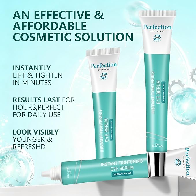 Instant Under Eye Lift Serum - Temporary Perfection Primer Tightener, Eye Cream Reduces Puffy Bags, Dark Circles & Crow’s Feet in Minutes, Anti Aging Wrinkle Remover for Mature Skin (1 PC, 0.51 Fl.Oz)