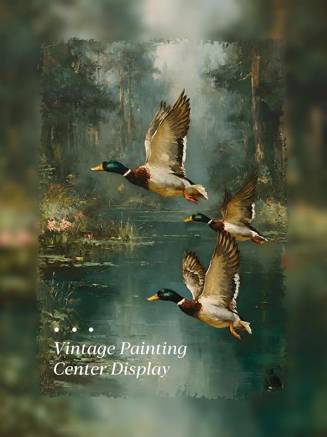 Gold Framed Wall Art, Vintage Mallard Duck Canvas Prints, Flying Ducks Rustic Cabin Lake Picture Wall Decor, Farmhouse Wildlife Nature Artwork for Living Room Hunting Lodge, Man Cave 12x16 inch